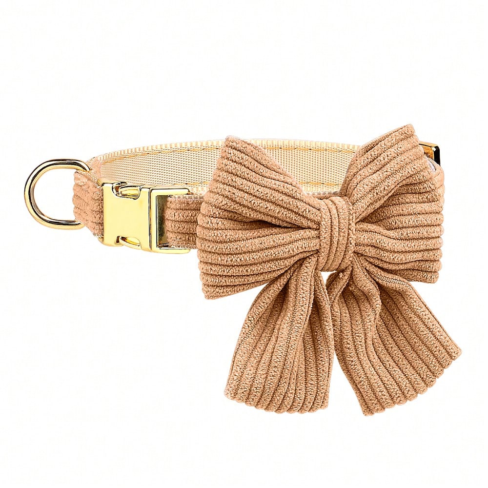 Rose red velvet bow dog collar, leash, and harness set for cats and dogs, made with polyester for everyday pet walks and styling.