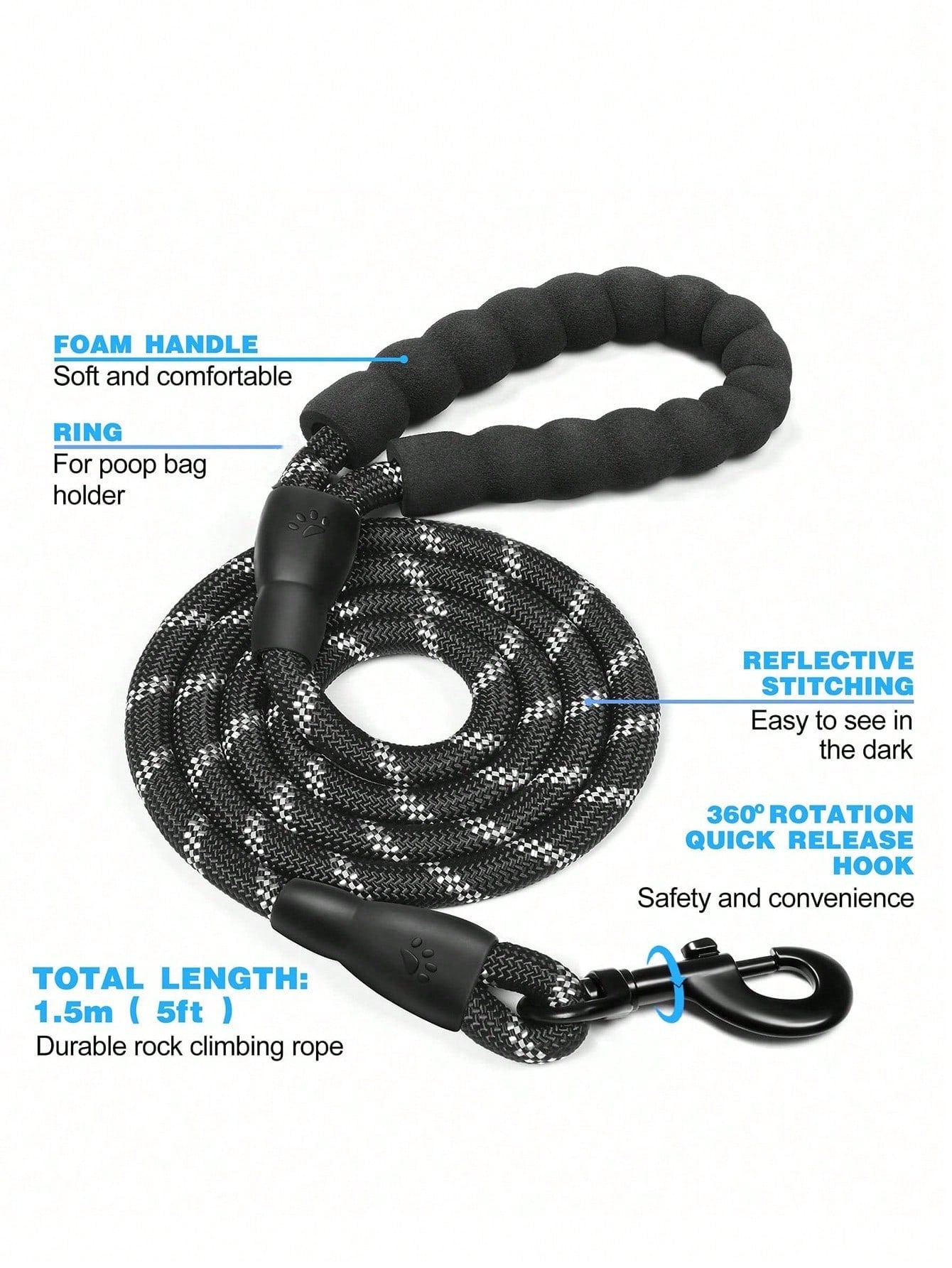 Multicolor reflective dog harness leash collar set with padded adjustable polyester vest and front and back control handles for outdoor walks