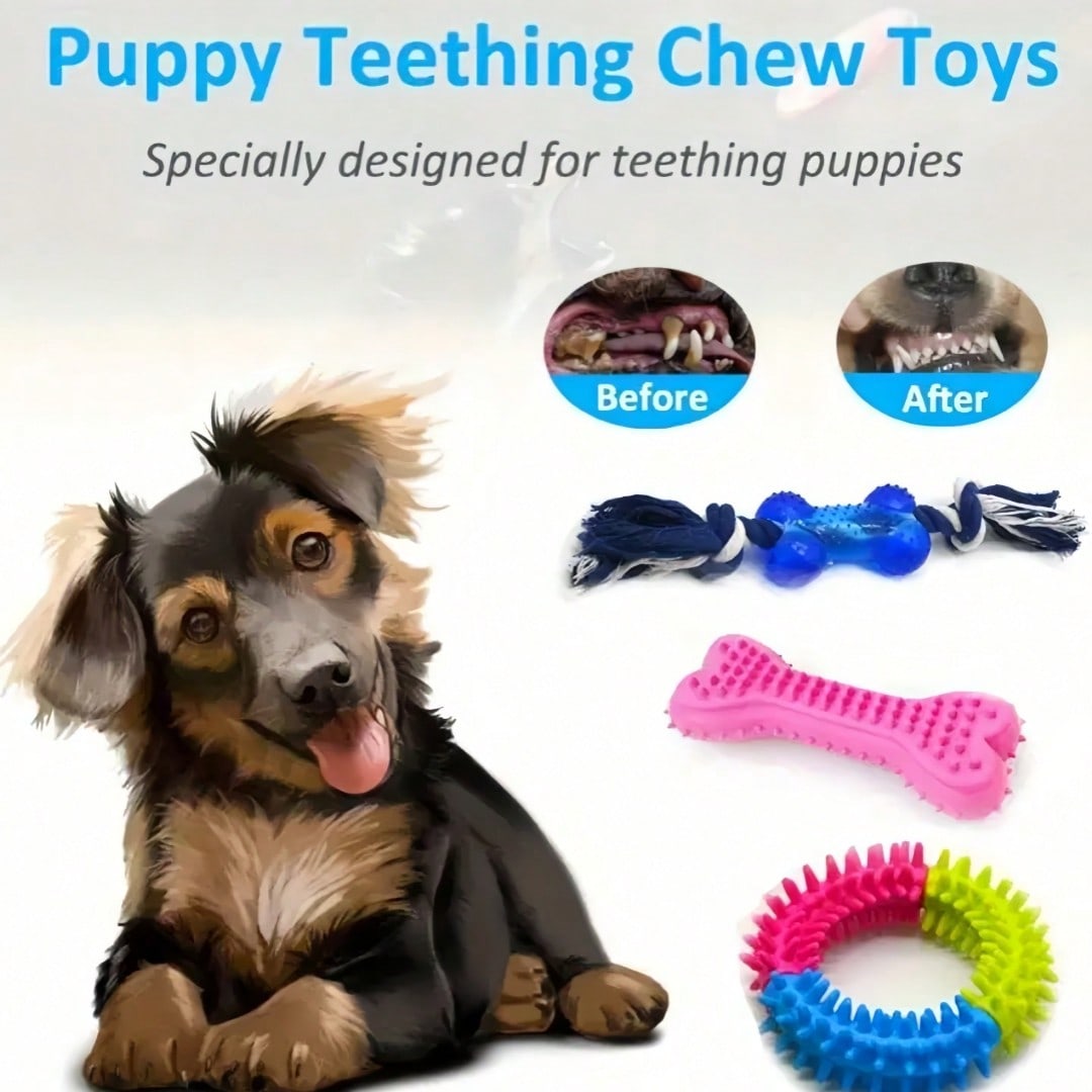 4pcs Pet Toy Set, Cute Durable Dog Toys, Dog , Ball, Rope Toys, Interactive Puzzle Toys, Dog Gifts (Random Style & Color)