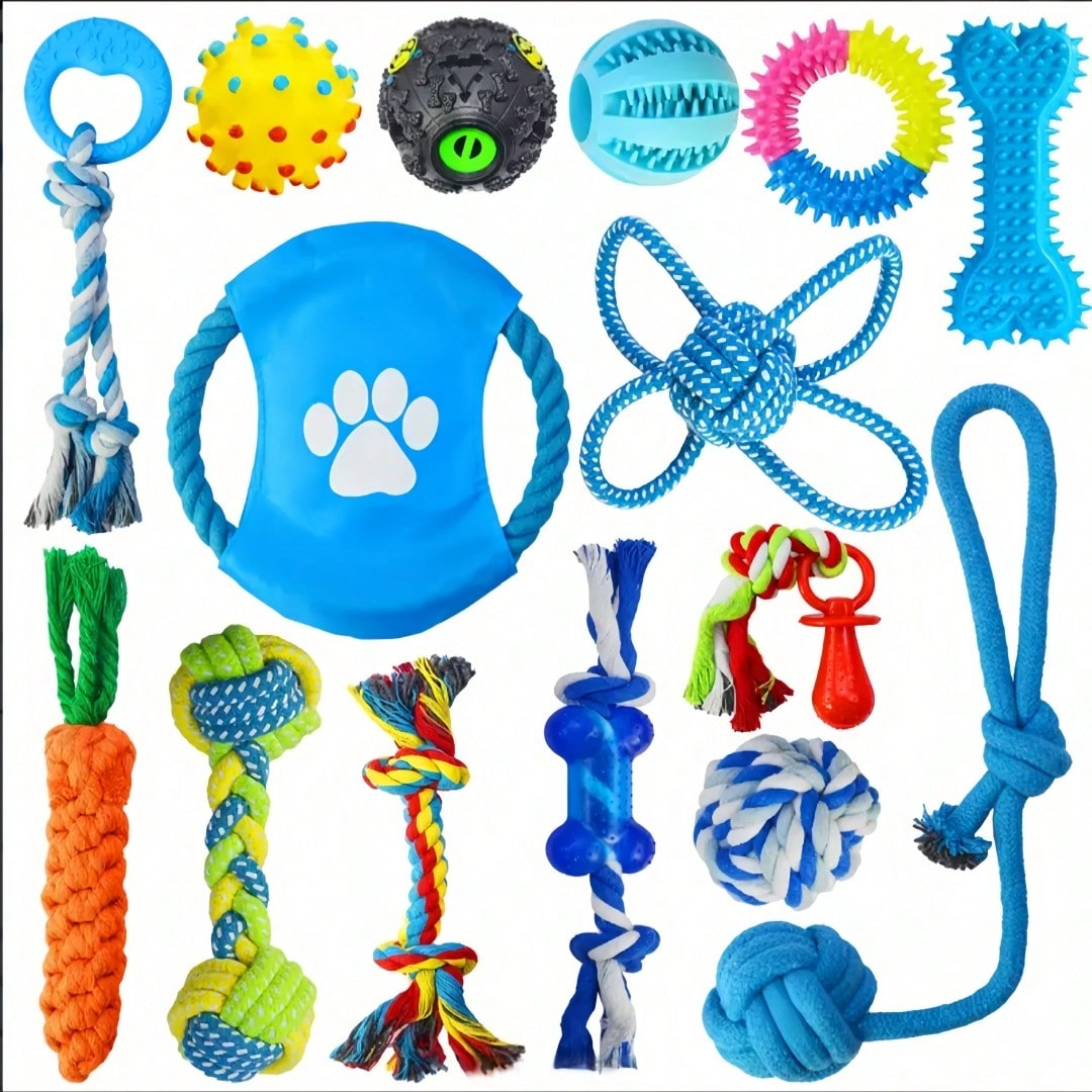 4pcs Pet Toy Set, Cute Durable Dog Toys, Dog , Ball, Rope Toys, Interactive Puzzle Toys, Dog Gifts (Random Style & Color)