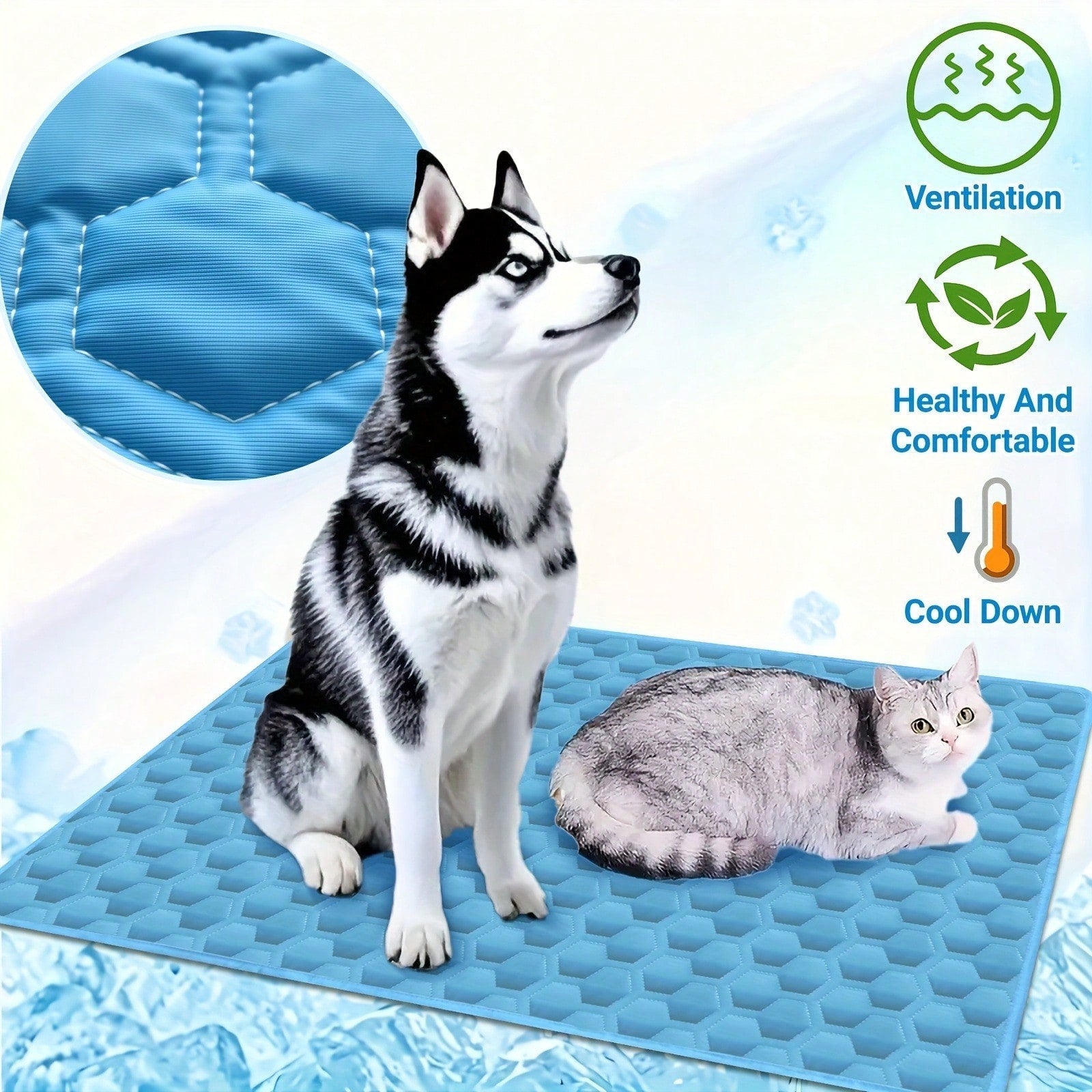 Summer Pet Dog Cat Cooling Mat, Moisture-Wicking Fabric | Breathable Mesh Bed | Durable Polyester Fiber - Keeps Your Cats And Dogs Cool And Comfortable All Summer, Suitable For Small, Medium And Large Pets (5 Sizes Available)