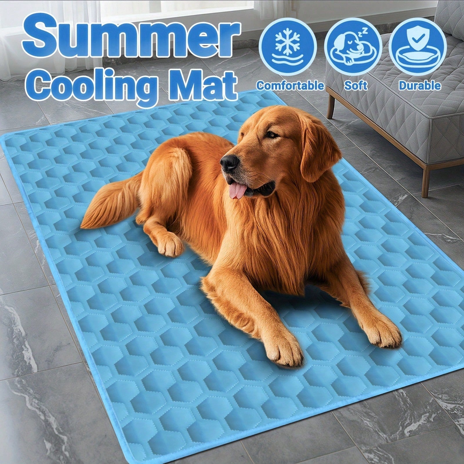 Summer Pet Dog Cat Cooling Mat, Moisture-Wicking Fabric | Breathable Mesh Bed | Durable Polyester Fiber - Keeps Your Cats And Dogs Cool And Comfortable All Summer, Suitable For Small, Medium And Large Pets (5 Sizes Available)
