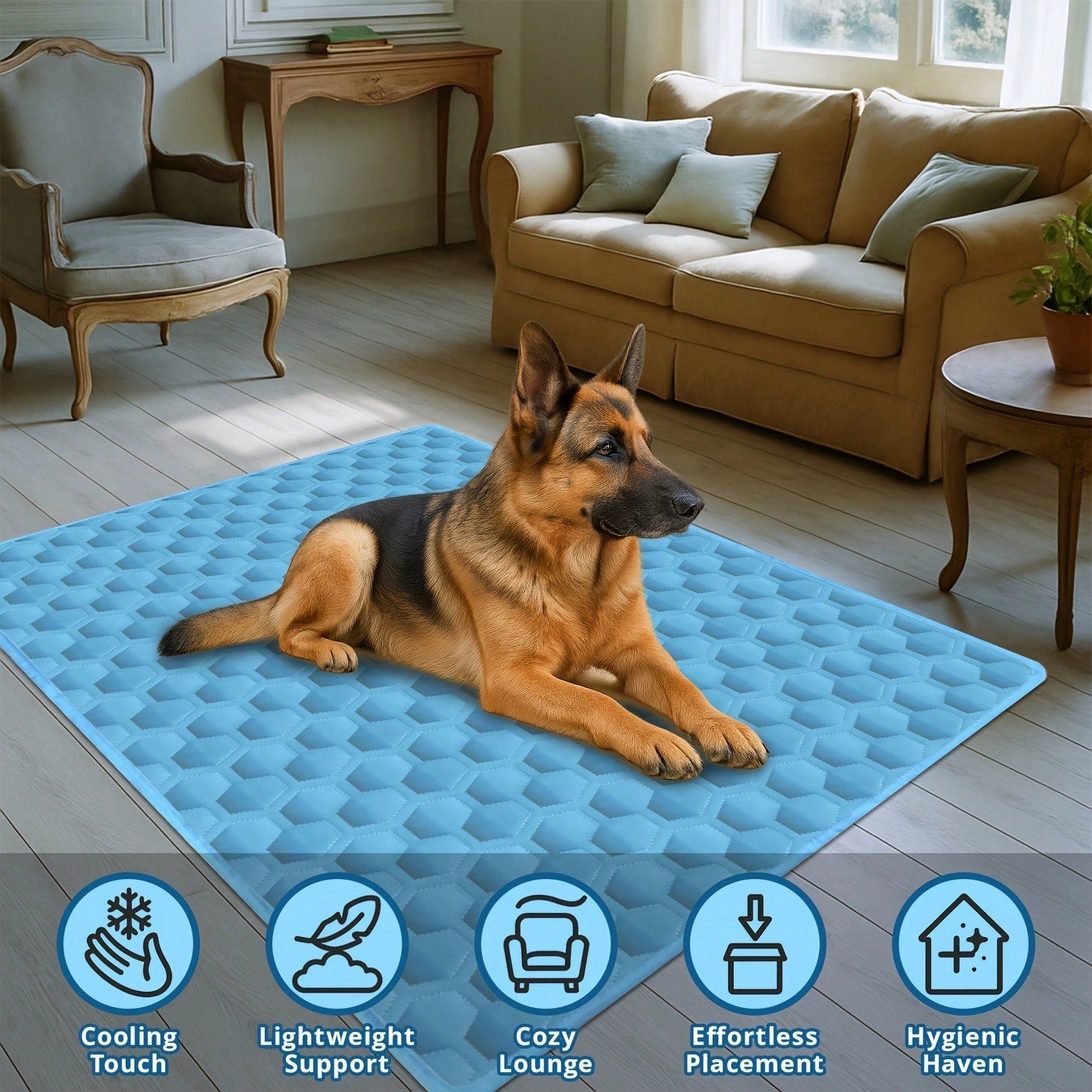 Summer Pet Dog Cat Cooling Mat, Moisture-Wicking Fabric | Breathable Mesh Bed | Durable Polyester Fiber - Keeps Your Cats And Dogs Cool And Comfortable All Summer, Suitable For Small, Medium And Large Pets (5 Sizes Available)