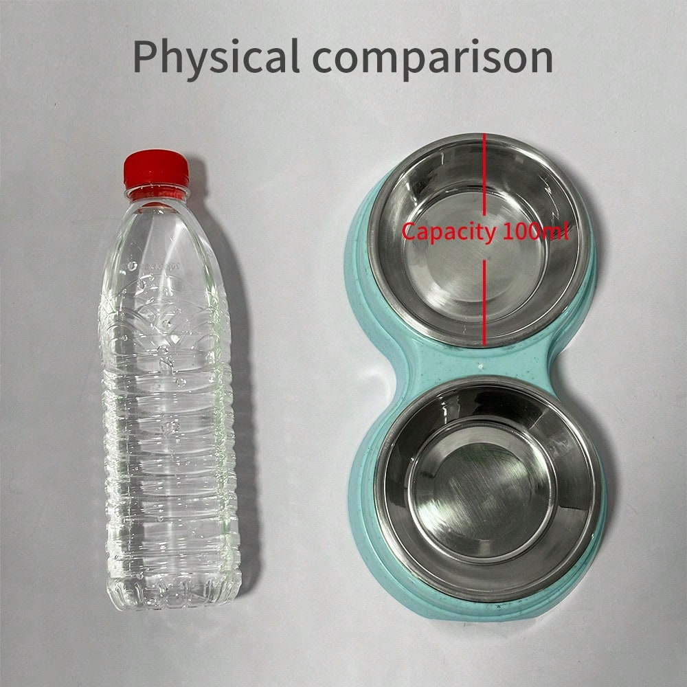 Stainless Steel Double Pet Bowls For Dogs And Cats - Non-Skid Base - Perfect For Food And Water - Easy To Clean