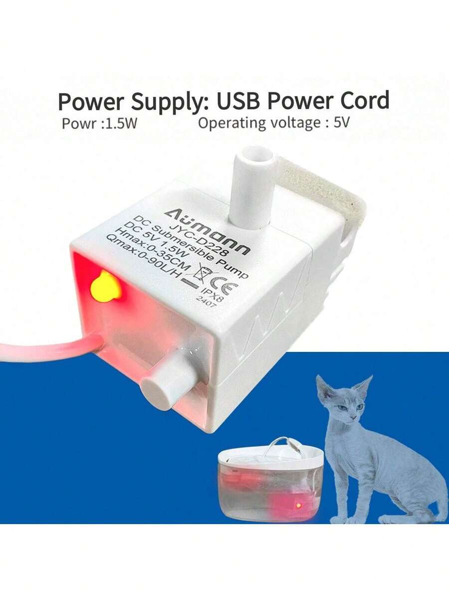 White ABS mini USB water pump for pet water fountains and aquariums
