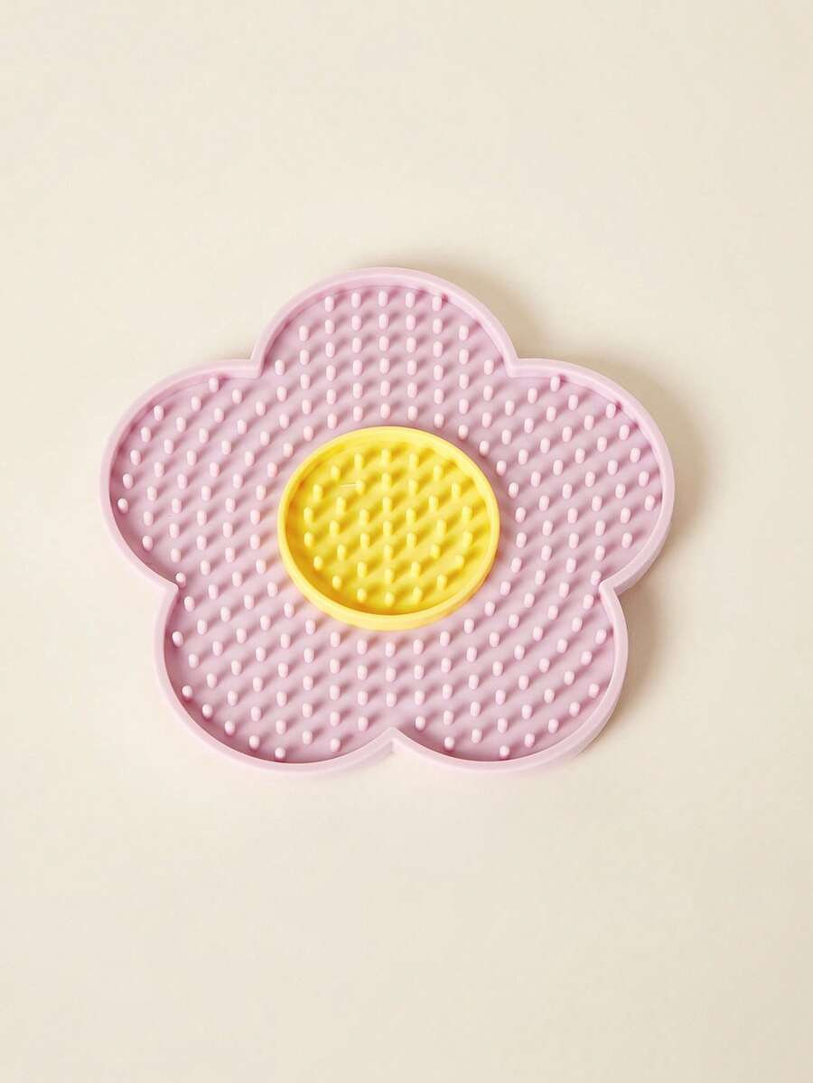 Multicolor flower-shaped silicone cat lick mat with suction cups for dogs and cats