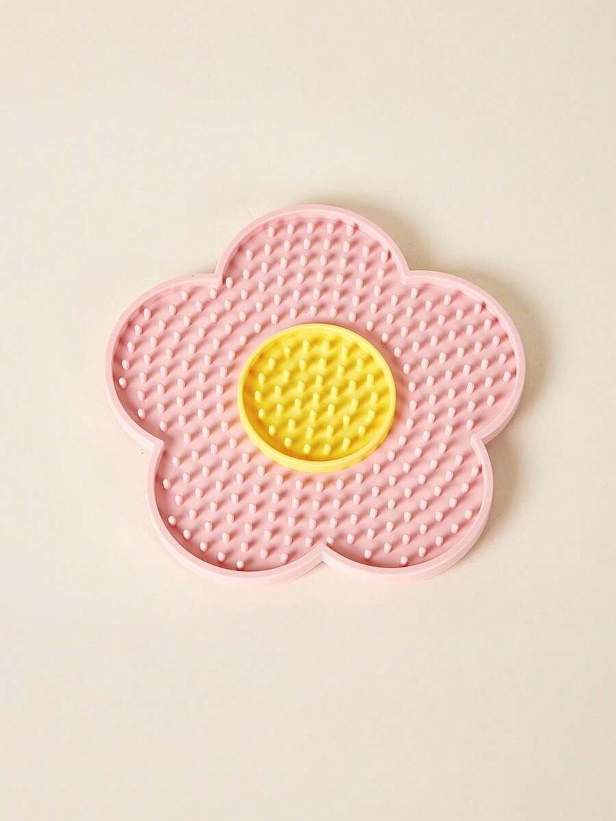 Multicolor flower-shaped silicone cat lick mat with suction cups for dogs and cats