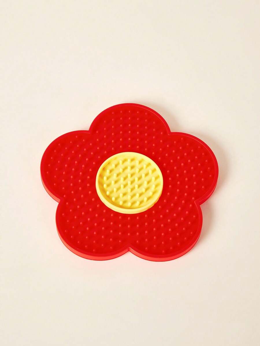 Multicolor flower-shaped silicone cat lick mat with suction cups for dogs and cats