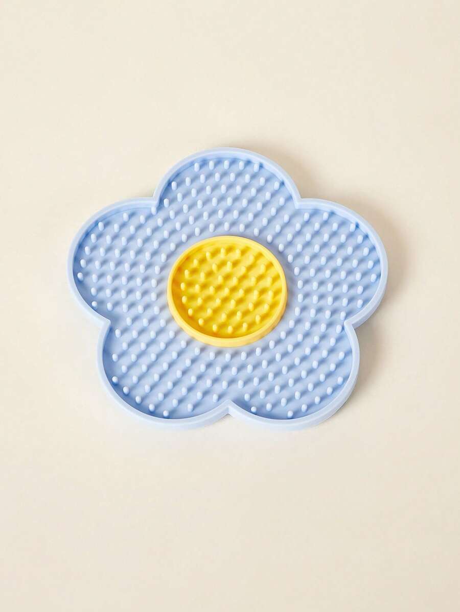 Multicolor flower-shaped silicone cat lick mat with suction cups for dogs and cats