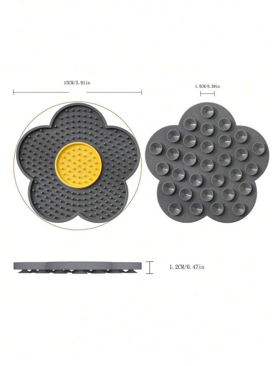 Multicolor flower-shaped silicone cat lick mat with suction cups for dogs and cats