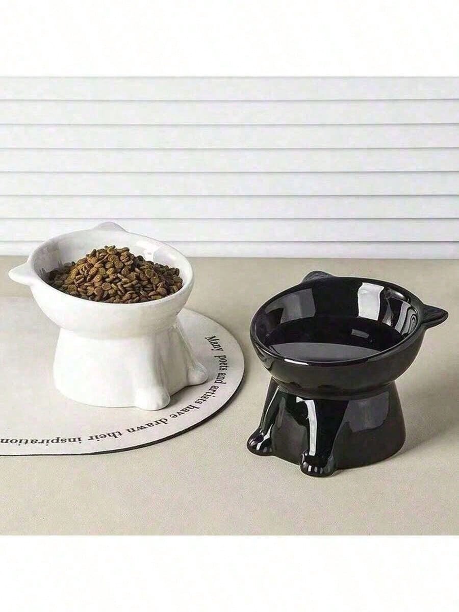 1 Cat Bowl, Anti Vomiting 15 Degree High Foot Tilted Pet Tray, Pet Neck Protection, Feeding Bowl, Drinking Bowl, Stable Base, Not Easy To Overturn, Cat Bowl Set, Suitable For Cats And Dogs, Can Be Washed In The Dishwasher, Pet Supplies