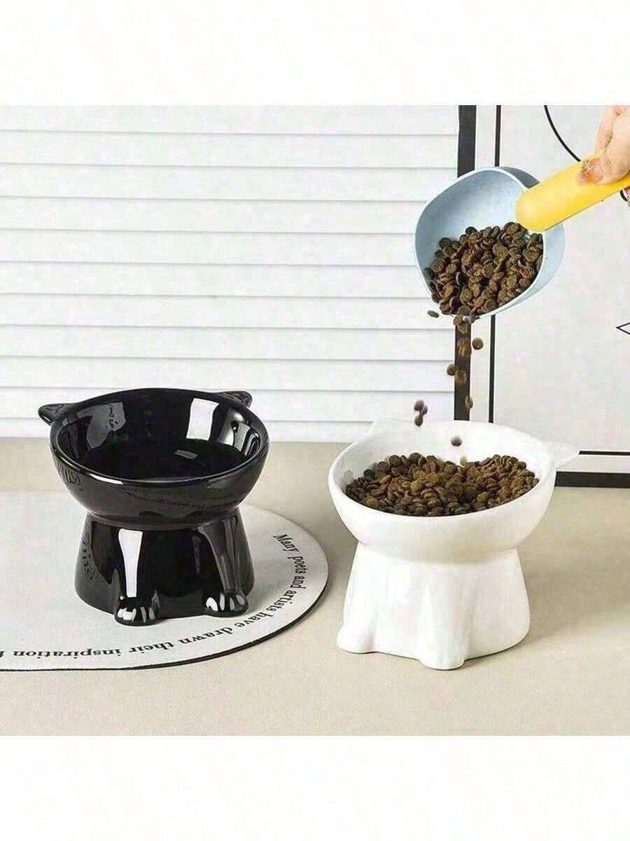 1 Cat Bowl, Anti Vomiting 15 Degree High Foot Tilted Pet Tray, Pet Neck Protection, Feeding Bowl, Drinking Bowl, Stable Base, Not Easy To Overturn, Cat Bowl Set, Suitable For Cats And Dogs, Can Be Washed In The Dishwasher, Pet Supplies