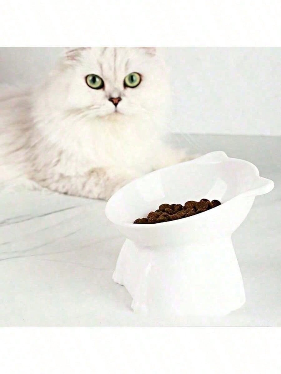 1 Cat Bowl, Anti Vomiting 15 Degree High Foot Tilted Pet Tray, Pet Neck Protection, Feeding Bowl, Drinking Bowl, Stable Base, Not Easy To Overturn, Cat Bowl Set, Suitable For Cats And Dogs, Can Be Washed In The Dishwasher, Pet Supplies