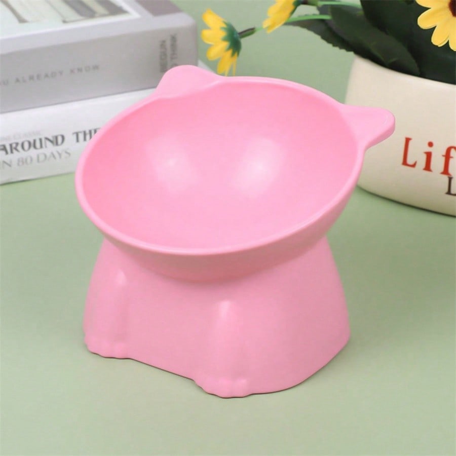 1 Cat Bowl, Anti Vomiting 15 Degree High Foot Tilted Pet Tray, Pet Neck Protection, Feeding Bowl, Drinking Bowl, Stable Base, Not Easy To Overturn, Cat Bowl Set, Suitable For Cats And Dogs, Can Be Washed In The Dishwasher, Pet Supplies