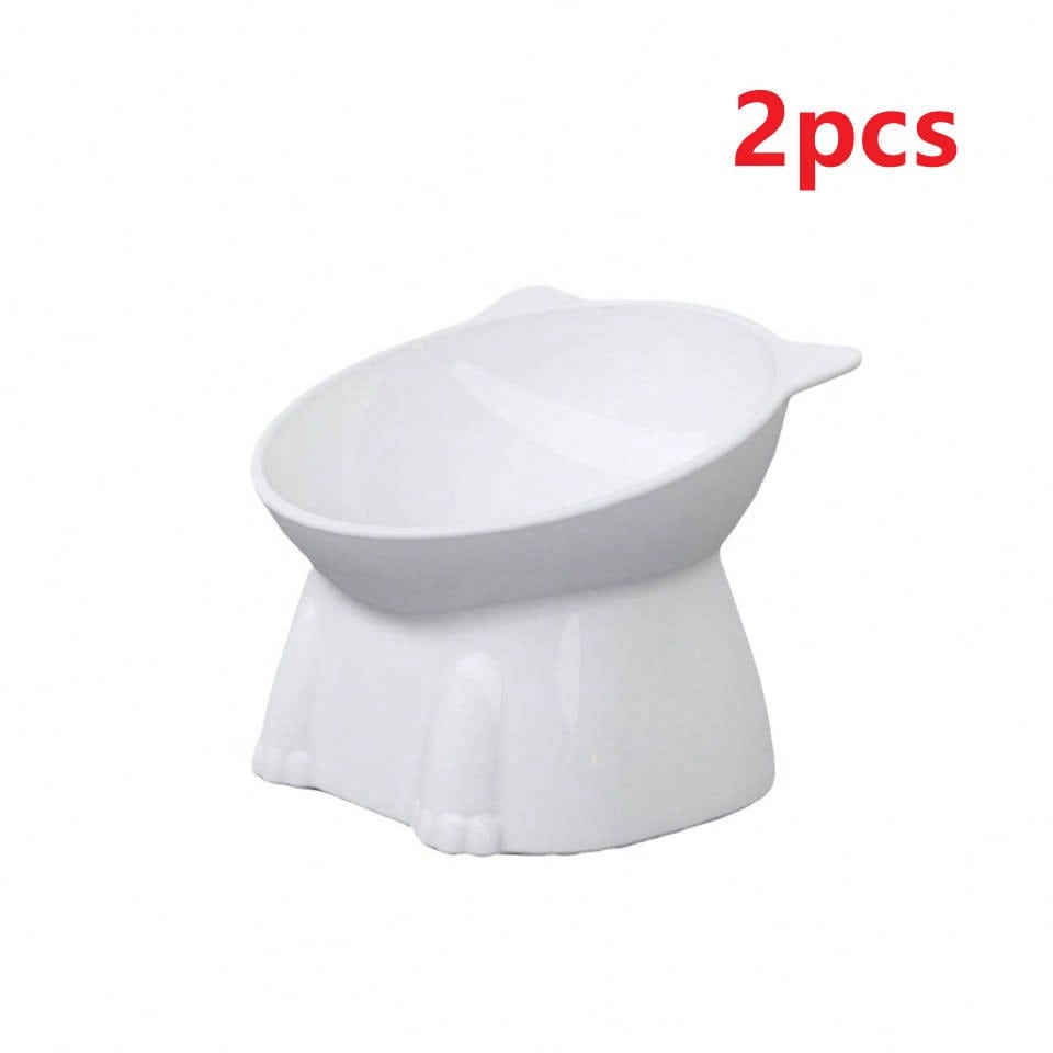 1 Cat Bowl, Anti Vomiting 15 Degree High Foot Tilted Pet Tray, Pet Neck Protection, Feeding Bowl, Drinking Bowl, Stable Base, Not Easy To Overturn, Cat Bowl Set, Suitable For Cats And Dogs, Can Be Washed In The Dishwasher, Pet Supplies