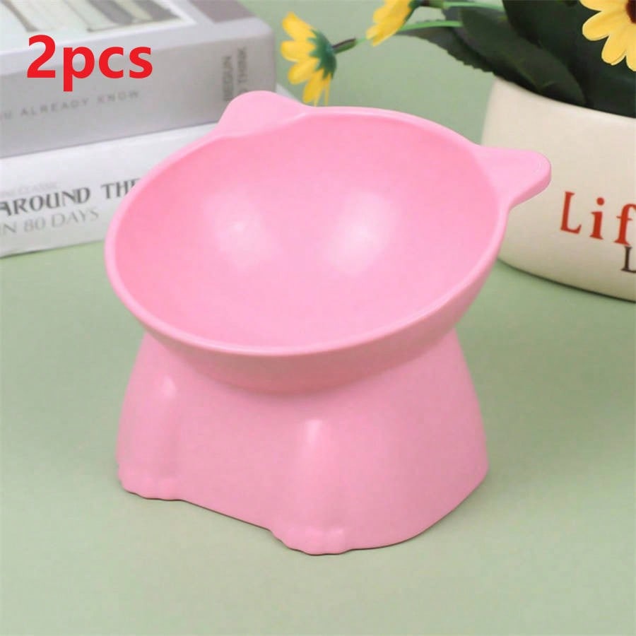 1 Cat Bowl, Anti Vomiting 15 Degree High Foot Tilted Pet Tray, Pet Neck Protection, Feeding Bowl, Drinking Bowl, Stable Base, Not Easy To Overturn, Cat Bowl Set, Suitable For Cats And Dogs, Can Be Washed In The Dishwasher, Pet Supplies