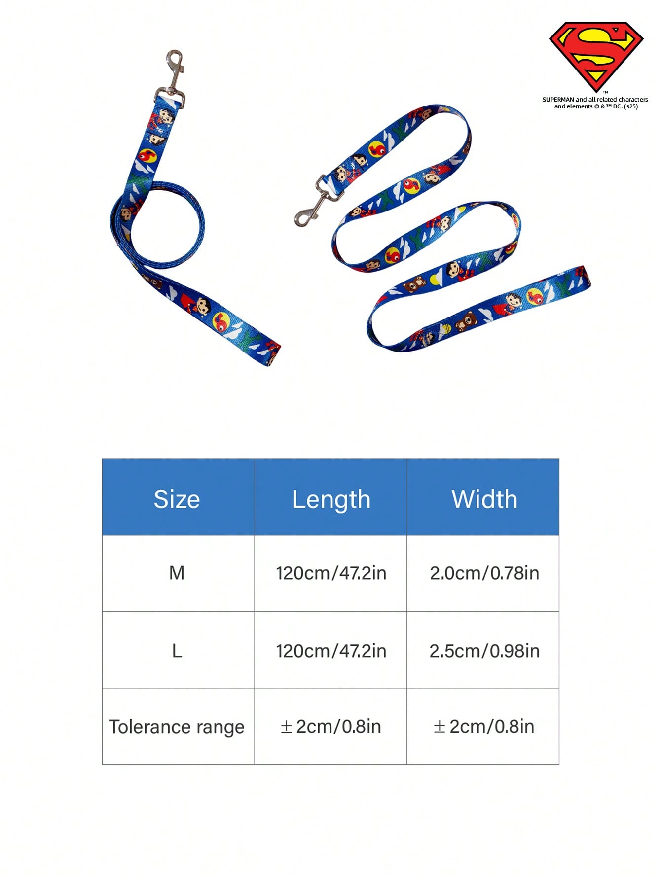 Baby blue polyamide pet leash with colorful heart-shaped bear print and comfortable grip for daily dog walking.