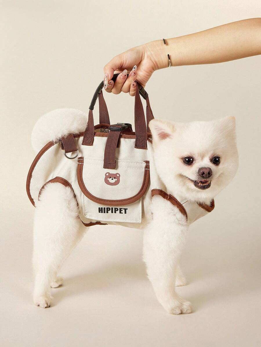 White portable pet backpack carrier with adjustable straps for dogs and cats