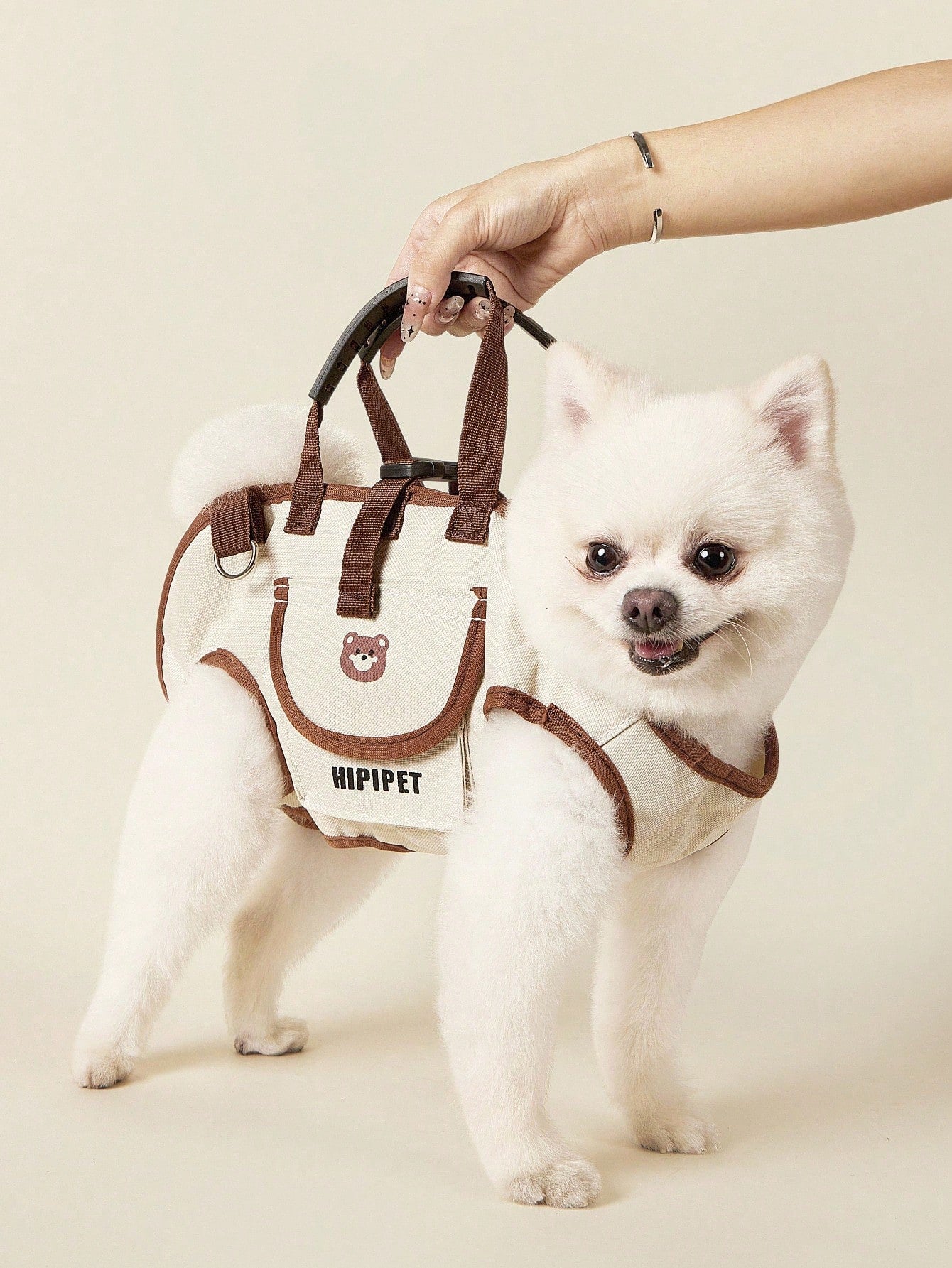 White portable pet backpack carrier with adjustable straps for dogs and cats