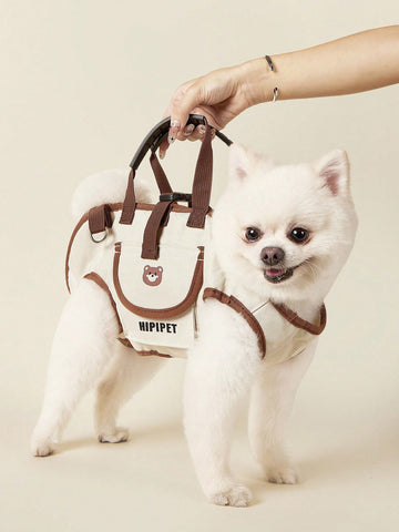 White portable pet backpack carrier with adjustable straps for dogs and cats