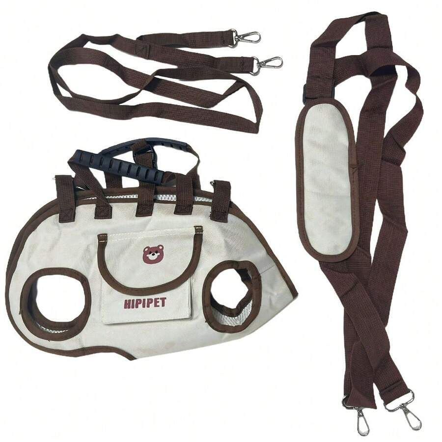White breathable dog backpack carrier with adjustable shoulder straps for carrying small dogs and cats.