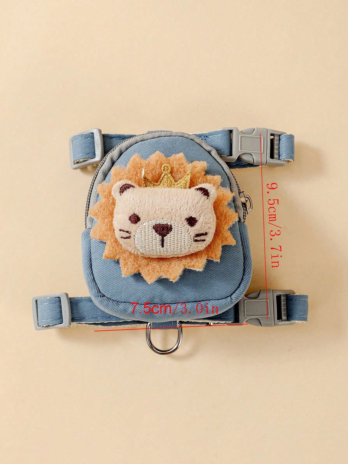 Multicolor plush lion decorative pet backpack harness and leash set for cats or small dogs with cartoon design and polyester collar material
