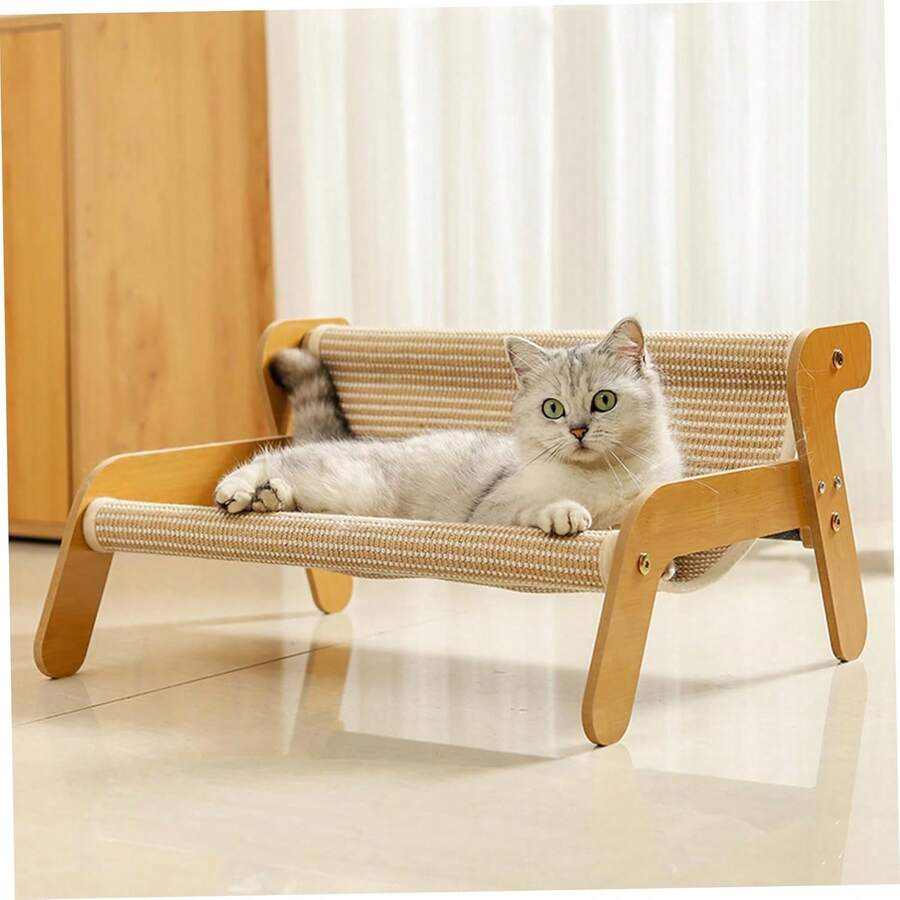 Multicolor sisal cat scratching post with 2-in-1 hammock sofa for cats