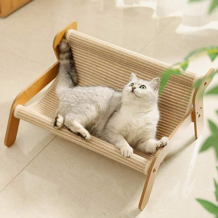 Multicolor sisal cat scratching post with 2-in-1 hammock sofa for cats