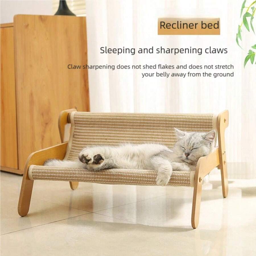 Multicolor sisal cat scratching post with 2-in-1 hammock sofa for cats