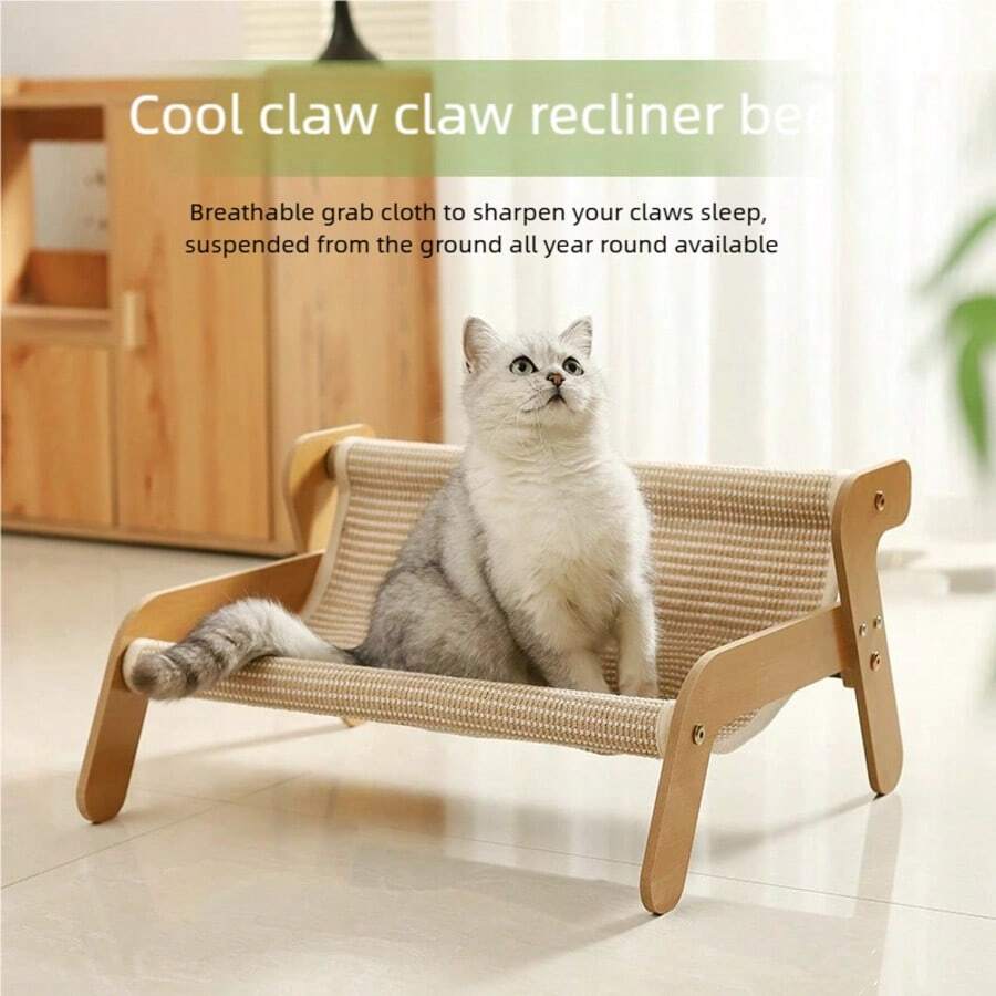 Multicolor sisal cat scratching post with 2-in-1 hammock sofa for cats