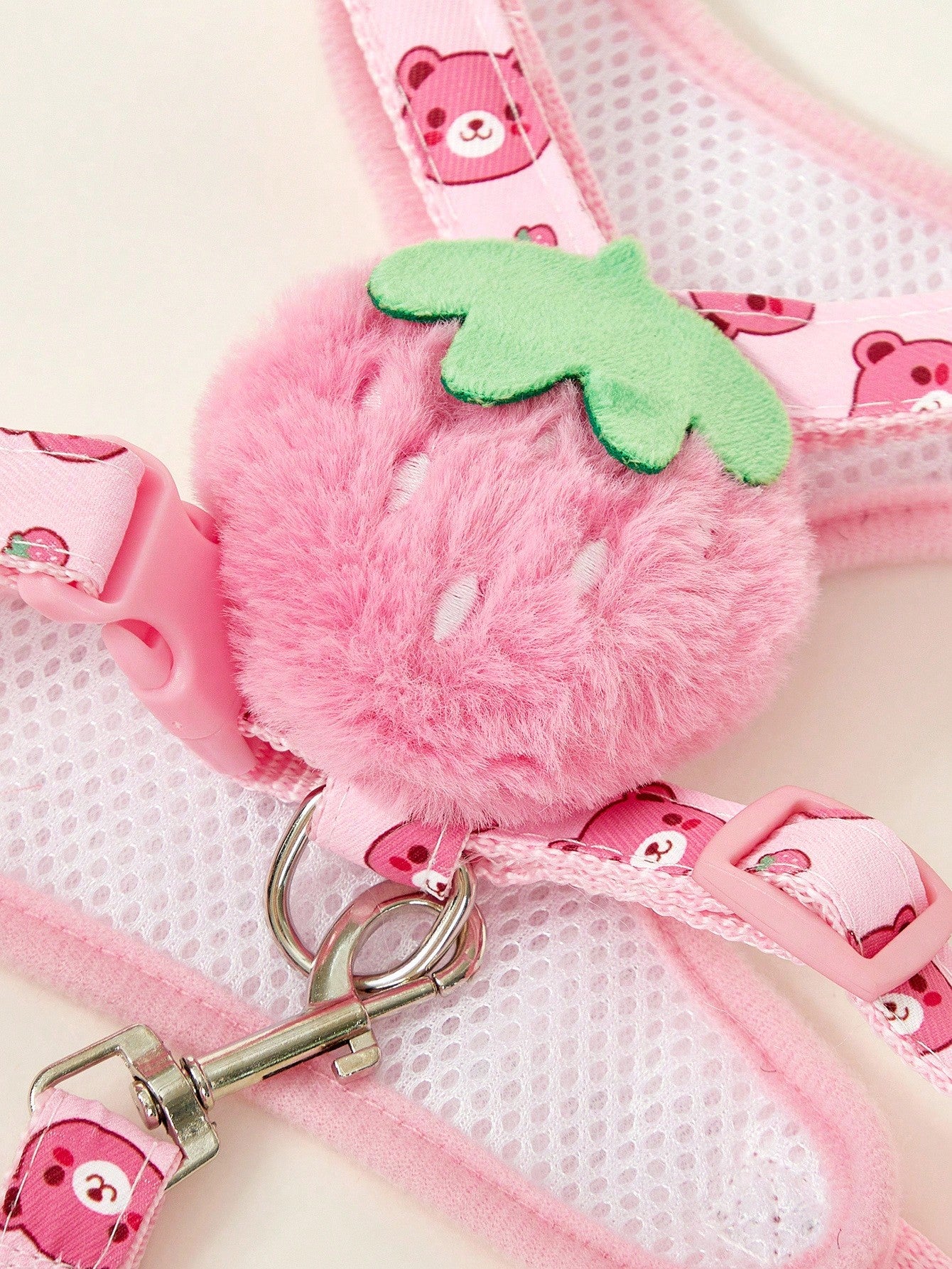 Multicolor polyester chest harness and leash set for cats and dogs with cute hamburger and hamster cartoon all-over print