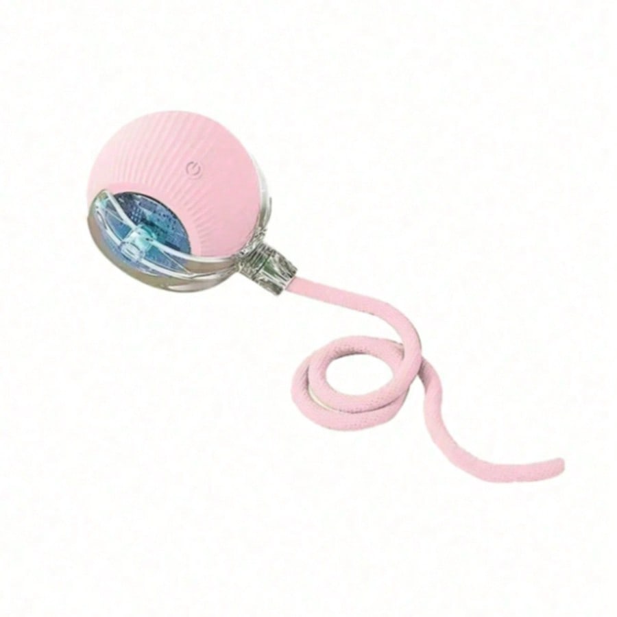 1 Piece USB Rechargeable Interactive Toy Ball For Cats, Auto Electric Rolling Ball As Birthday Gift For Dogs/Cats, Auto Smart Chewable Toy With Tail, Unicolor Smart Ball Tied To Harness, Interactive Cat Ball Toy, Indoor Cat Toy