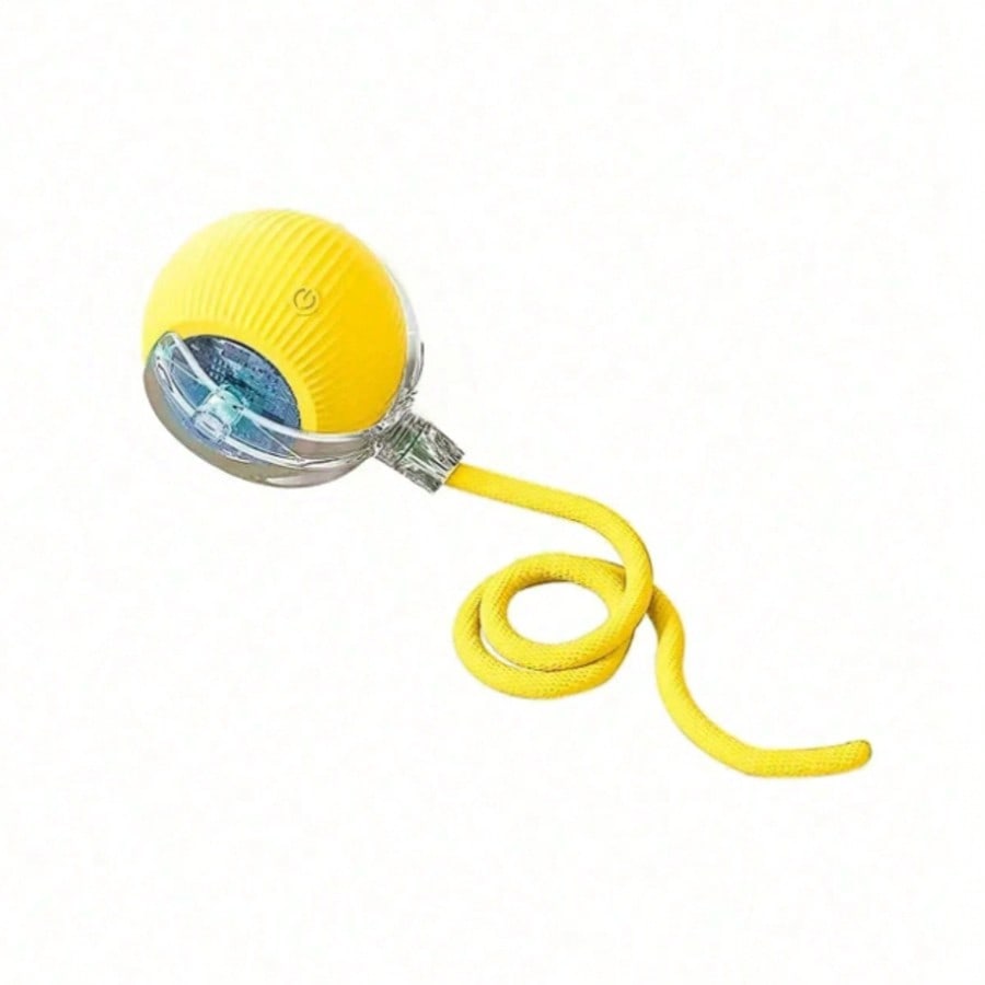 1 Piece USB Rechargeable Interactive Toy Ball For Cats, Auto Electric Rolling Ball As Birthday Gift For Dogs/Cats, Auto Smart Chewable Toy With Tail, Unicolor Smart Ball Tied To Harness, Interactive Cat Ball Toy, Indoor Cat Toy