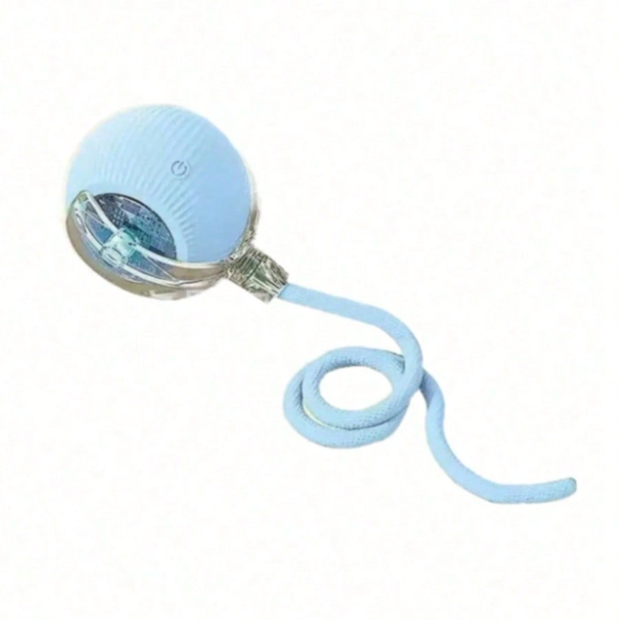 1 Piece USB Rechargeable Interactive Toy Ball For Cats, Auto Electric Rolling Ball As Birthday Gift For Dogs/Cats, Auto Smart Chewable Toy With Tail, Unicolor Smart Ball Tied To Harness, Interactive Cat Ball Toy, Indoor Cat Toy