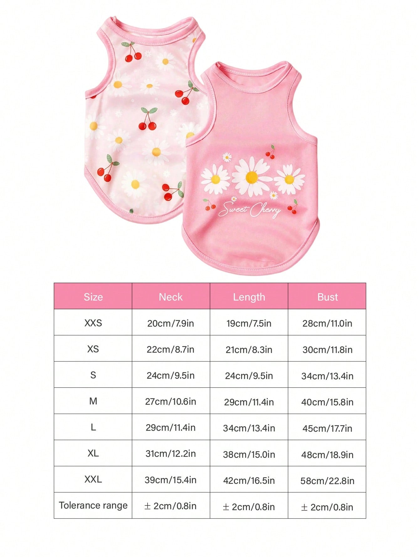 2pc Pet Cat Dog Universal Pink Daisy Cute Print Casual Comfortable Breathable Dog Vest
