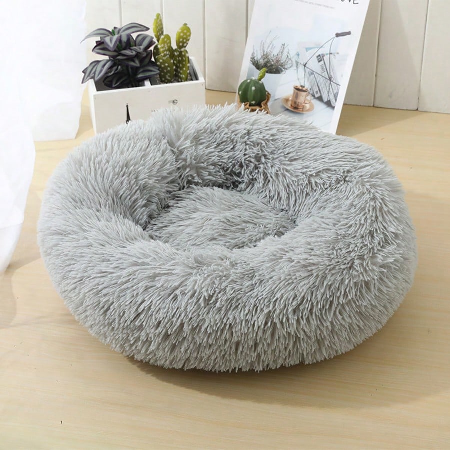1pc Soft Plush Round Pet Bed For Cats Or Small Dogs, Mini/Medium Size Dog And Cat Bed, Warm And Breathable For All Seasons, Easy To Clean, Dog Nest Cat Nest Pet Bed Pet Supplies, Size: 19.69x19.69x6.3in