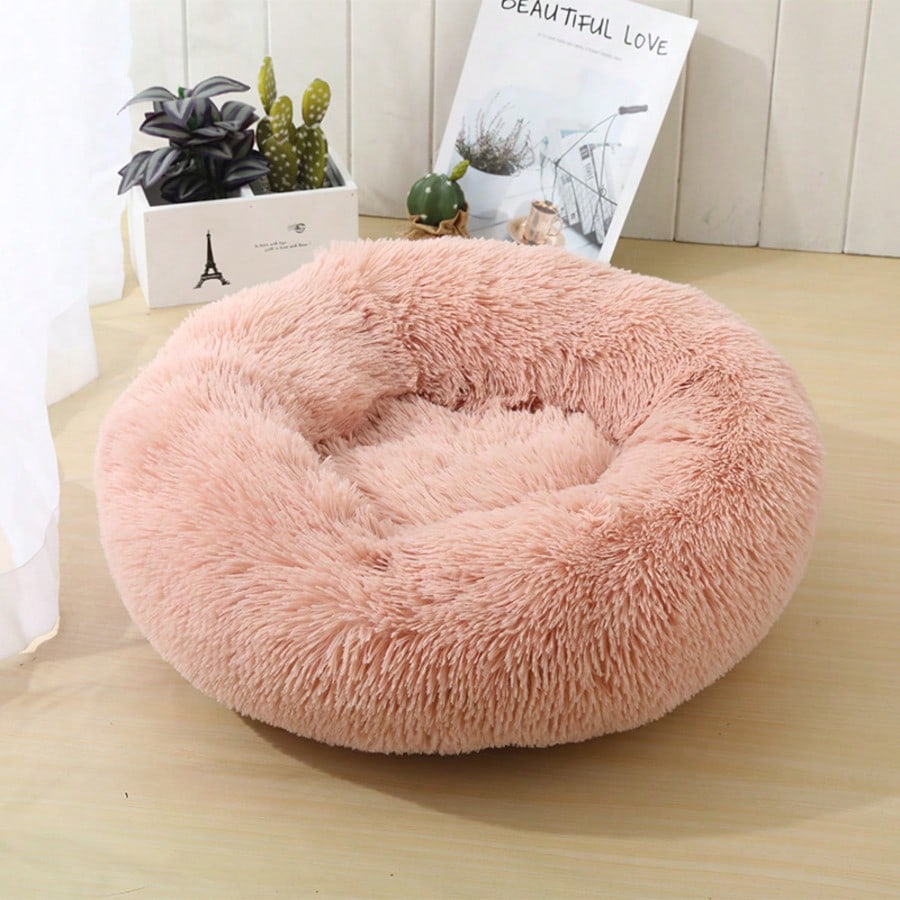 1pc Soft Plush Round Pet Bed For Cats Or Small Dogs, Mini/Medium Size Dog And Cat Bed, Warm And Breathable For All Seasons, Easy To Clean, Dog Nest Cat Nest Pet Bed Pet Supplies, Size: 19.69x19.69x6.3in