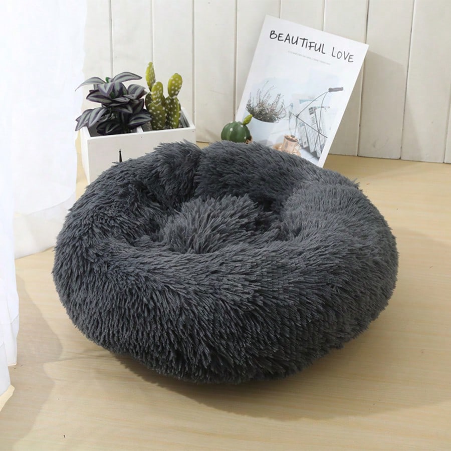 1pc Soft Plush Round Pet Bed For Cats Or Small Dogs, Mini/Medium Size Dog And Cat Bed, Warm And Breathable For All Seasons, Easy To Clean, Dog Nest Cat Nest Pet Bed Pet Supplies, Size: 19.69x19.69x6.3in