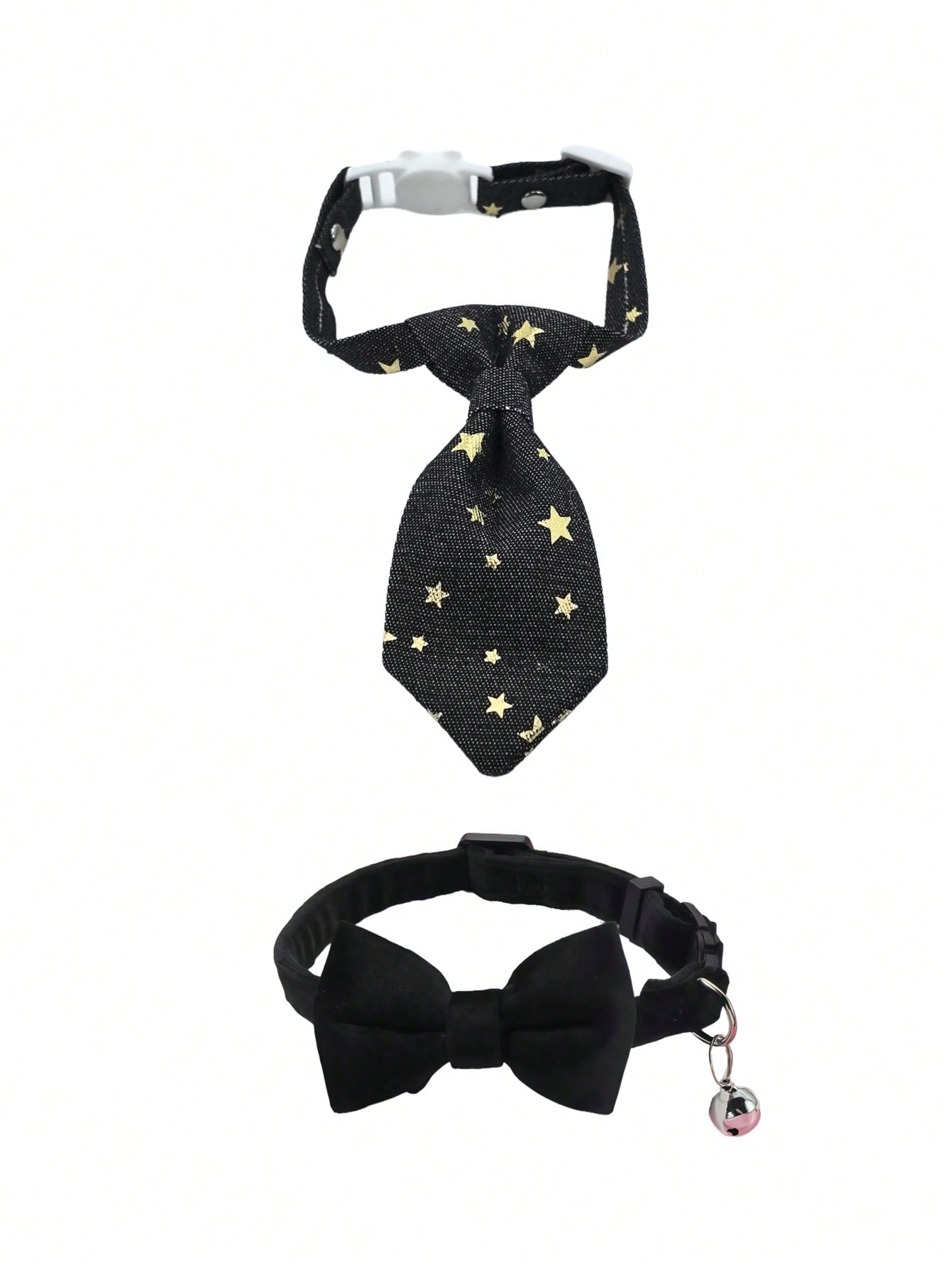 Multicolor adjustable polyester pet collar with bell and bow tie for cats and small dogs