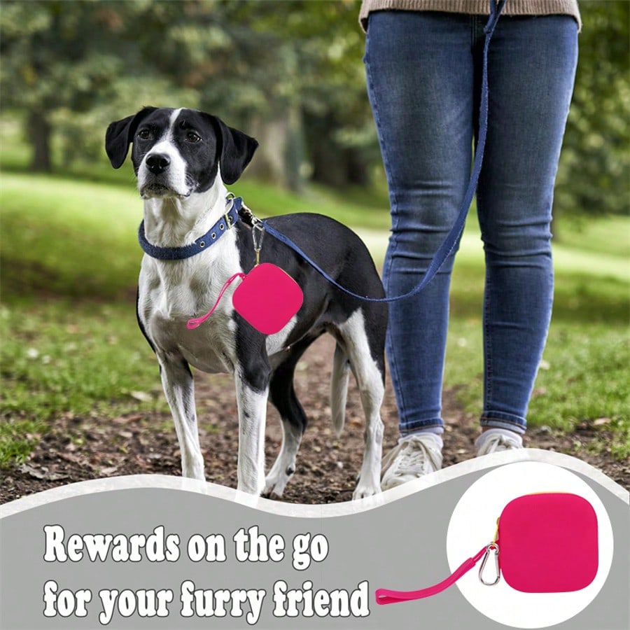 1pc Small Dog Training & Treat Bag With Detachable Shoulder Strap And Zipper Closure - Spill-Proof Mini Portable Pet Carrier Pouch, Suitable For Puppies, Durable Easy-Clean Design, Multiple Colors (Rose Red, Black, Light Blue, Pink, Navy) For Travel