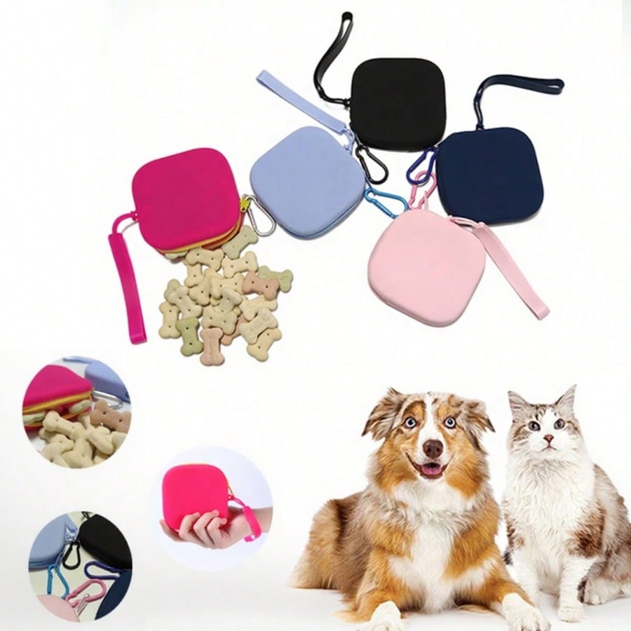 1pc Small Dog Training & Treat Bag With Detachable Shoulder Strap And Zipper Closure - Spill-Proof Mini Portable Pet Carrier Pouch, Suitable For Puppies, Durable Easy-Clean Design, Multiple Colors (Rose Red, Black, Light Blue, Pink, Navy) For Travel