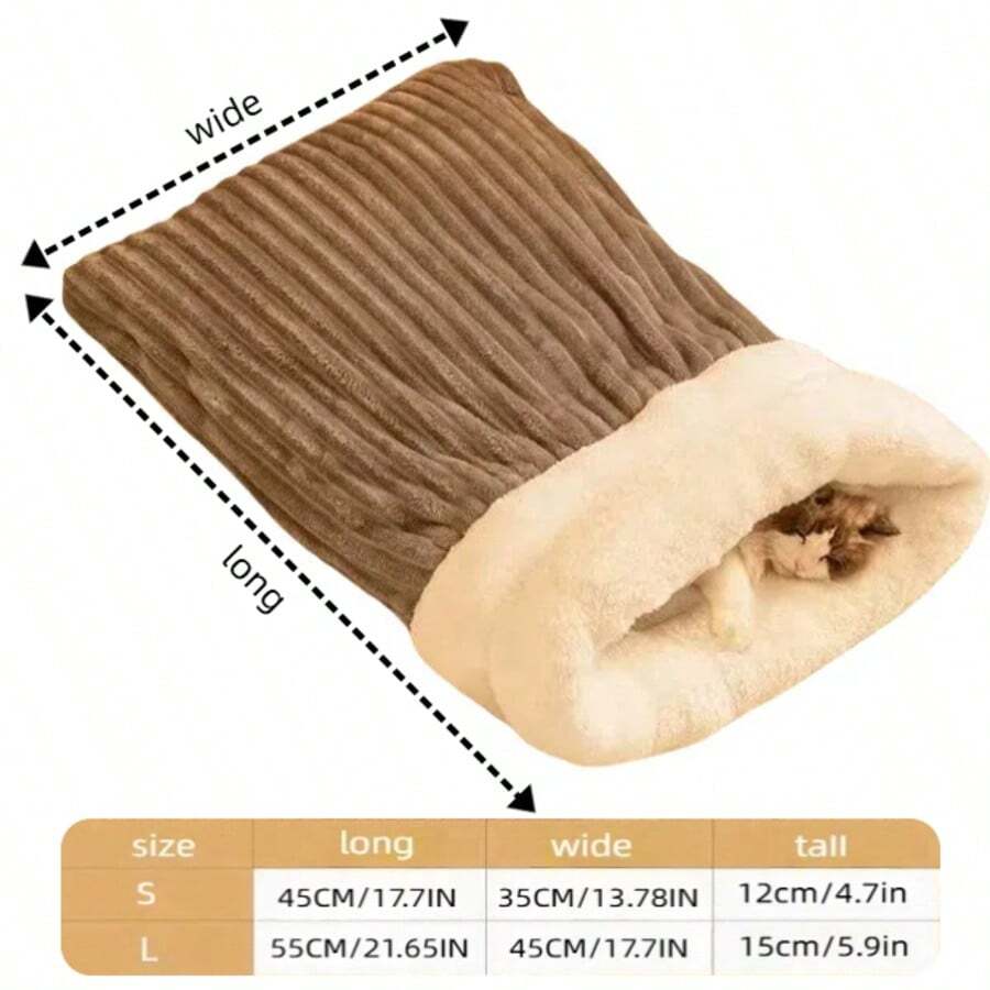 Multicolor semi-closed soft plush cat sleeping bag for indoor cats and small dogs