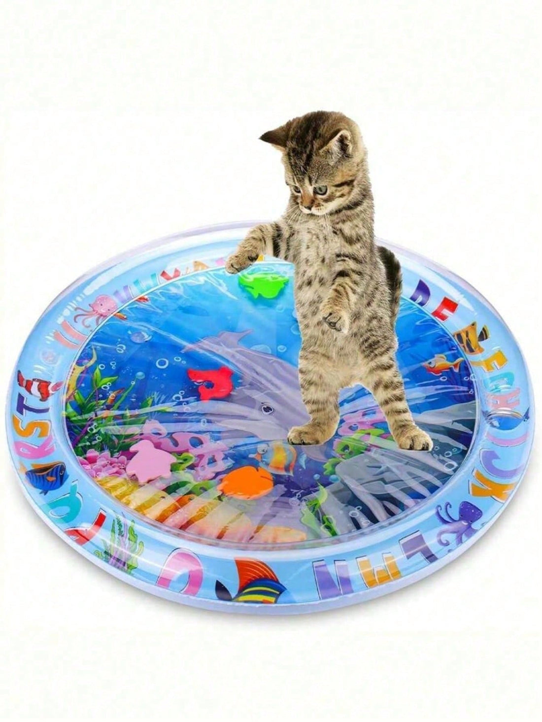 1pc Pet Water Play Mat, Cat Toy Suitable For Summer, Suitable For Cat Play, Summer Cat Bed, Bed, Cat And Dog Entertainment Toy, Needs Inflation And Water Filling Pet Entertainment Water Bed, Cat Sensory Water, Cat Cooling Mat, Cat And Dog Sensory Water
