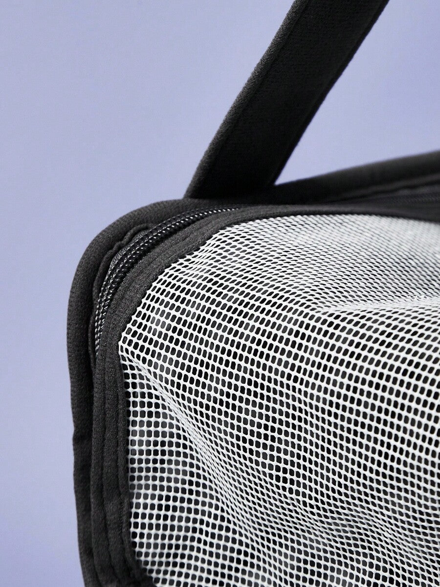 Multicolor breathable pet shoulder carry bag and portable crossbody dog and cat carrier made of 100% polyester.