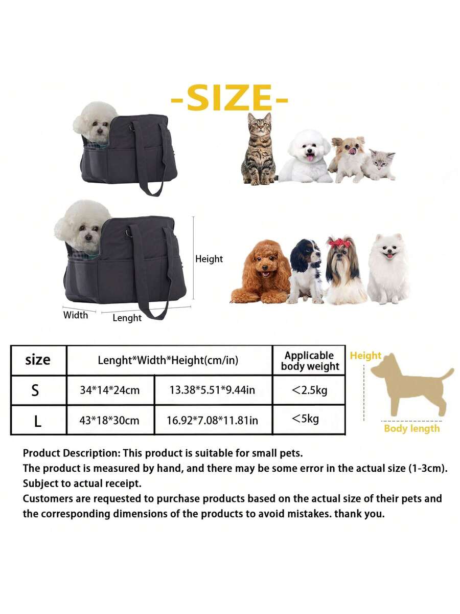 Multicolor breathable pet shoulder carry bag and portable crossbody dog and cat carrier made of 100% polyester.