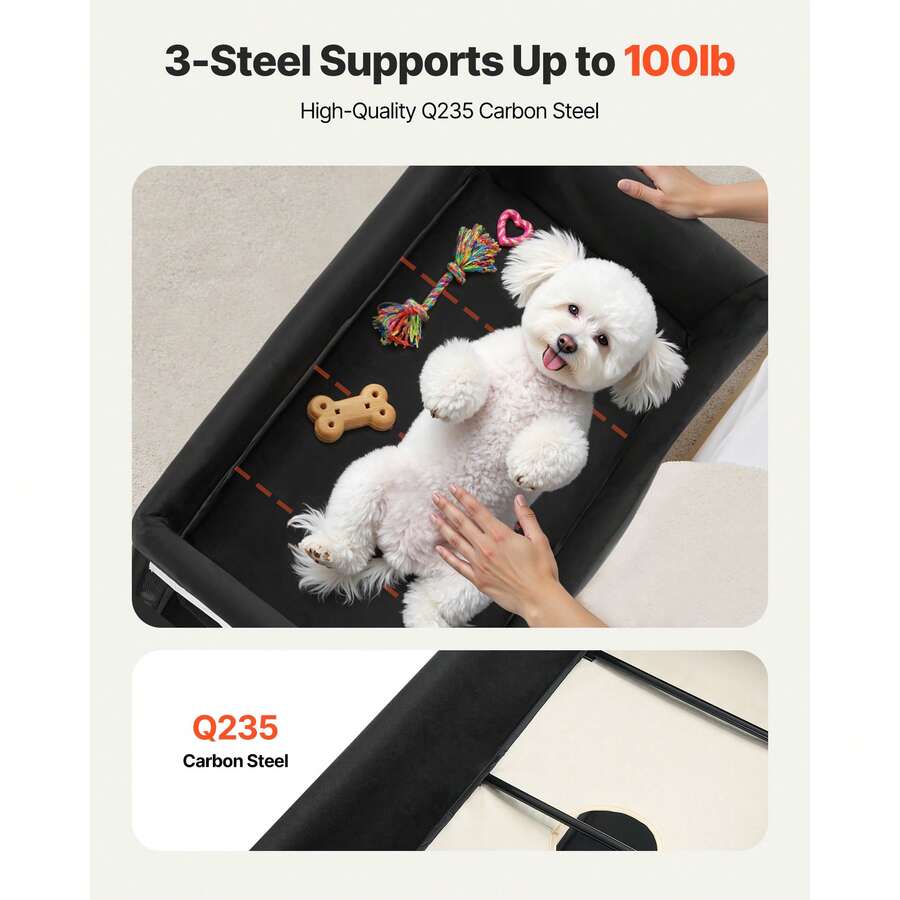 Elevated dog bed for large dogs featuring gray breathable Teslin mesh and a durable metal frame for indoor and outdoor cooling.