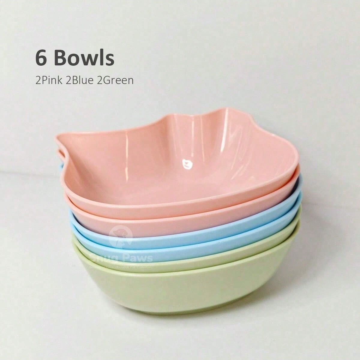 6Pcs Cat Bowls - Kitten Puppy Food Water Bowls, Multi-Purpose PP Plastic Pet Dish For Cats/Dogs/Small Animals, Pet Feeding And Water Bowl,Cute Design,Blue Pink Green.
