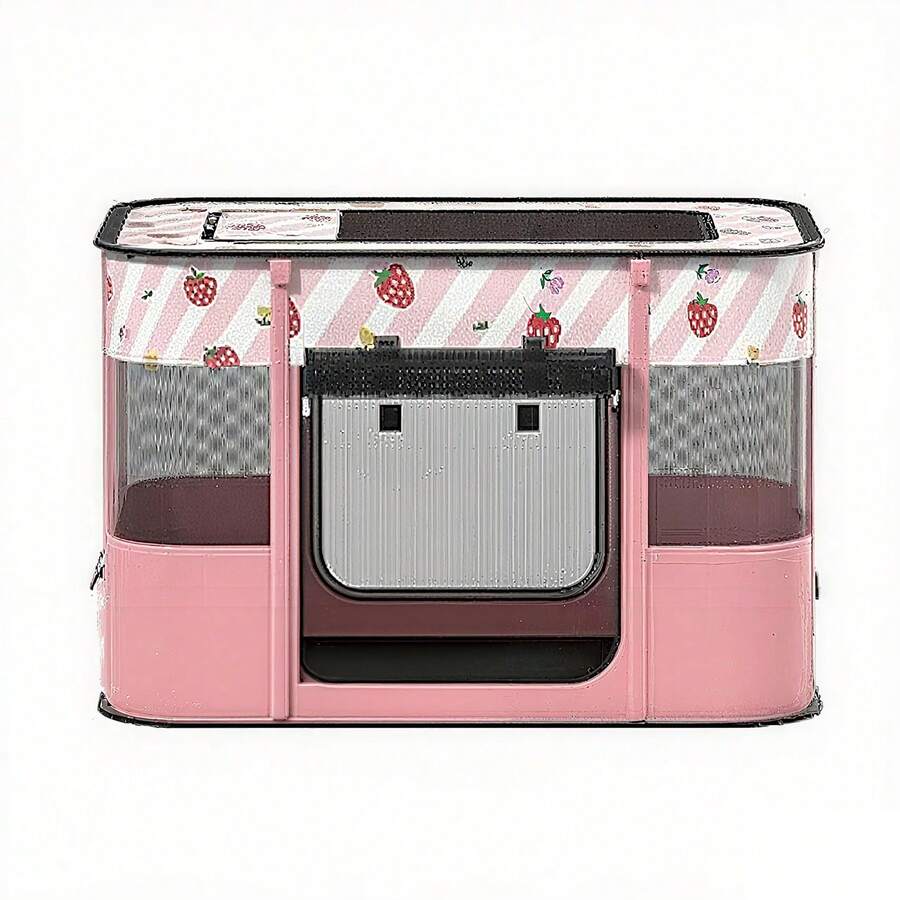 Pink foldable portable pet playpen tent crate cage made of Oxford fabric for dogs and cats