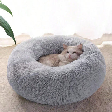 1pc Soft Plush Round Pet Bed For Cats Or Small Dogs, Mini/Medium Size Dog And Cat Bed, Warm And Breathable For All Seasons, Easy To Clean, Dog Nest Cat Nest Pet Bed Pet Supplies, Size: 19.69x19.69x6.3in