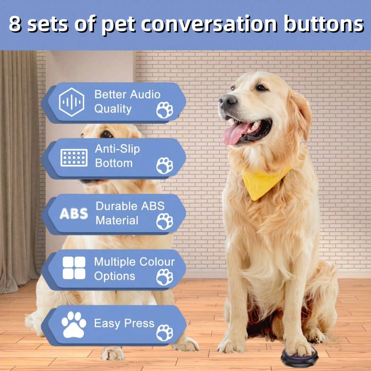 8pcs/Set Dog Voice Recording Buttons, 8 Colors, 30s Recording Time, Pet Training Sound Maker Buzzer